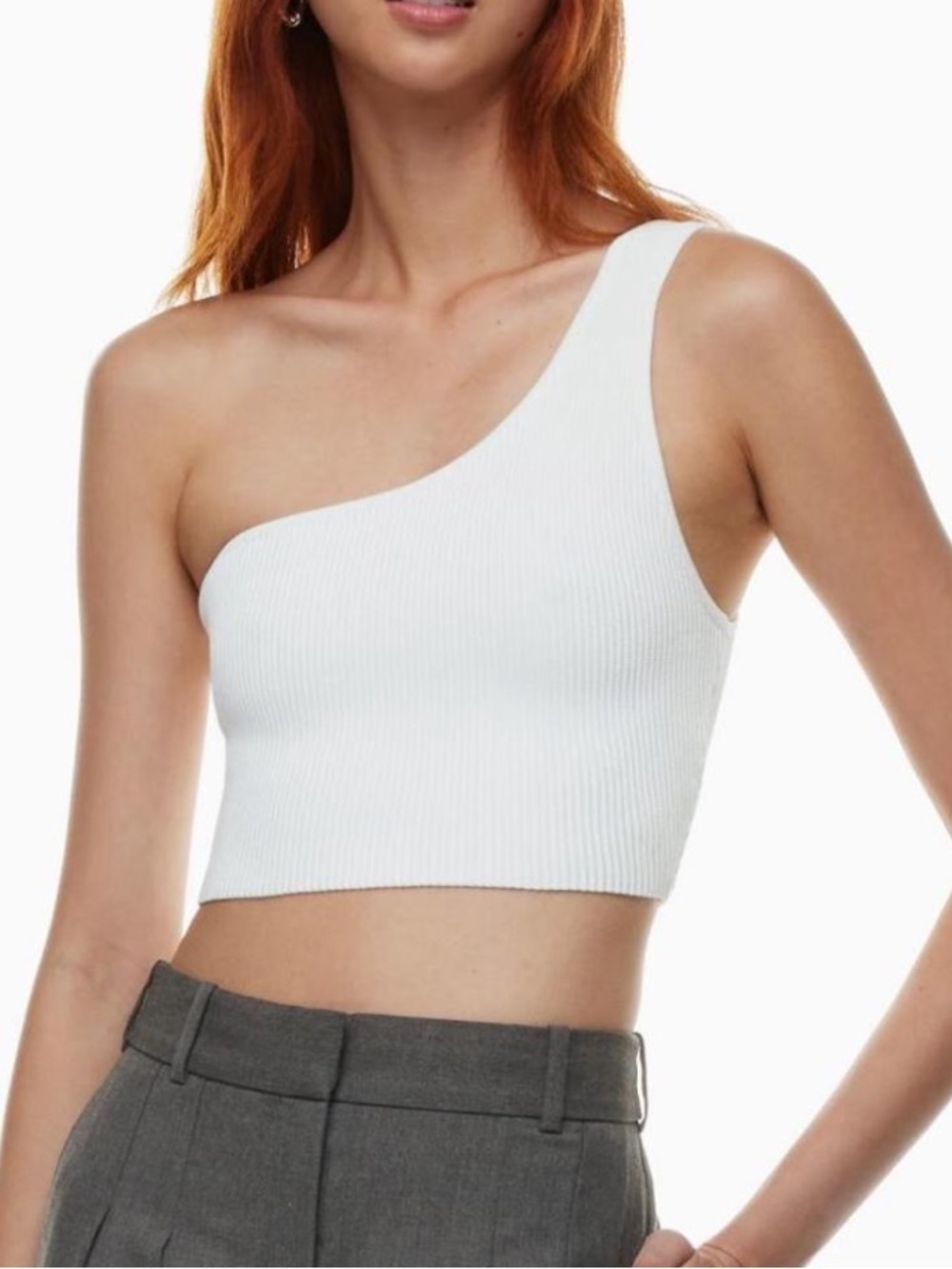 Sculpt Knit Aritzia One Shoulder Crop Top  White size Small